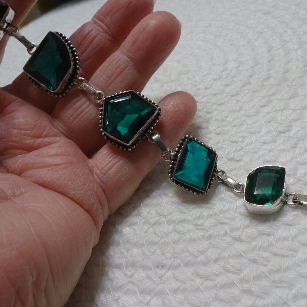 Beautiful APATITE Handmade Sterling 925 Bracelet Size 8" #793C